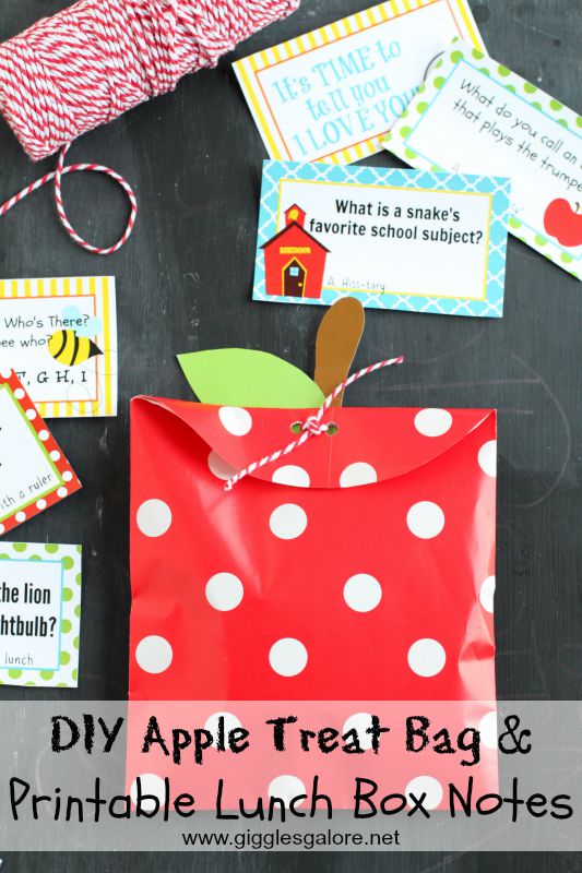 DIY Apple Treat Bag & Printable Lunch Box Notes_Giggles Galore_via Mandy's Party Printables 