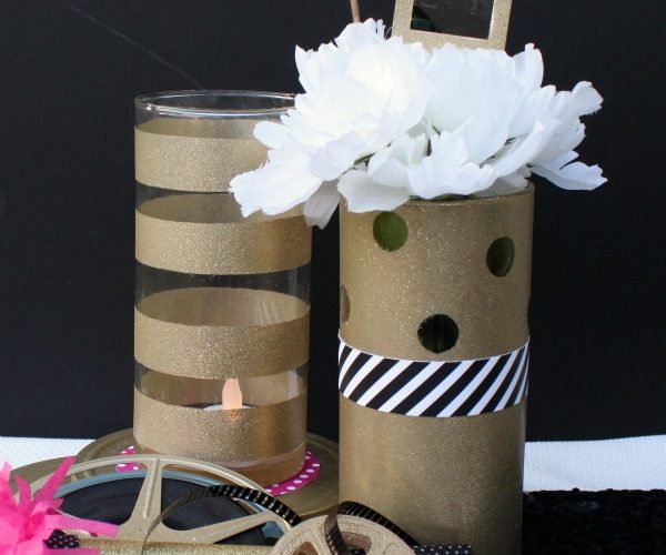 Diy gold glitter vases