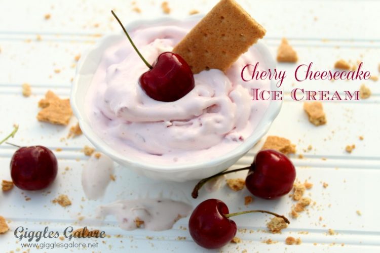 Homemade cherry cheesecake ice cream giggles galore