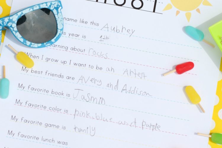 End of school interview printable by giggles galore