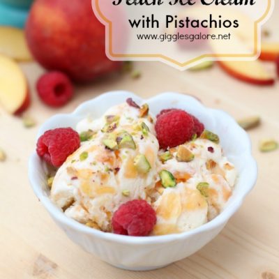 Homemade Peach Ice Cream with Pistachios