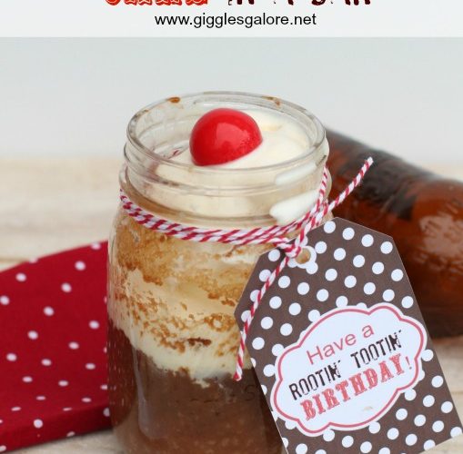 Root beer float cake in a jar by giggles galore