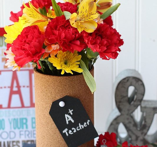 A+ teacher gift cork board vase