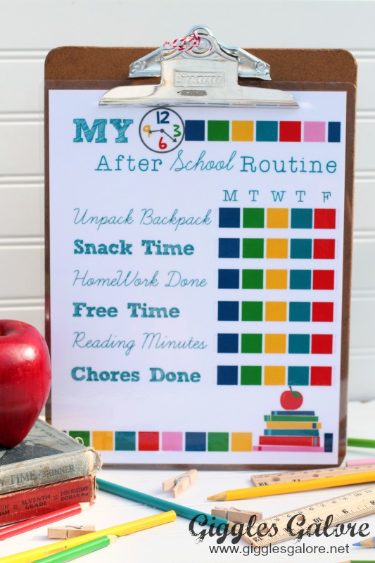 My After School Routine Chart by Giggles Galore