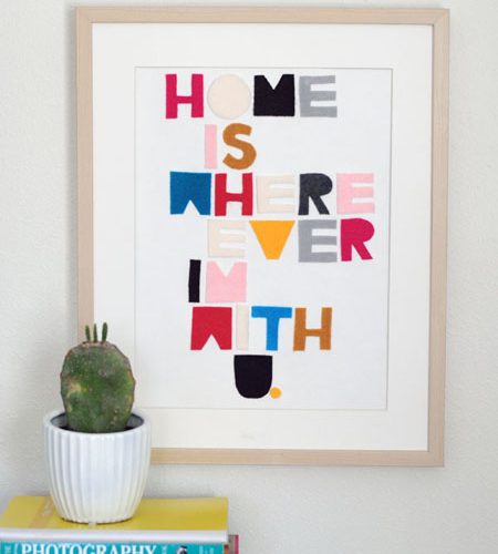 7 home is wherever im with you felt word art with cactus