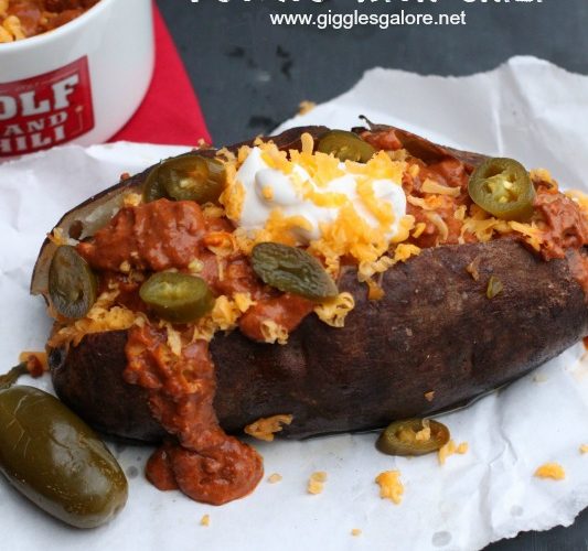 Loaded baked potatoes with chili