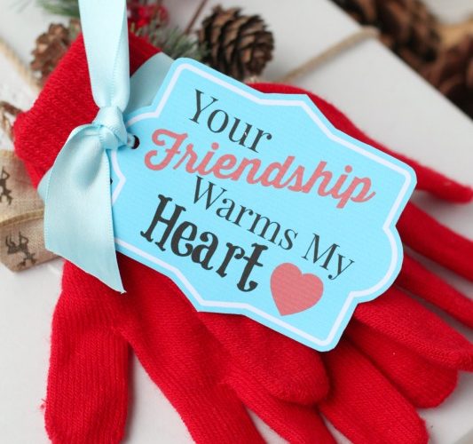 Your friendship warms my heart mitten gift wrap