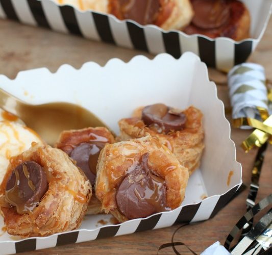 Chocolate caramel puff pastry bites giggle galore