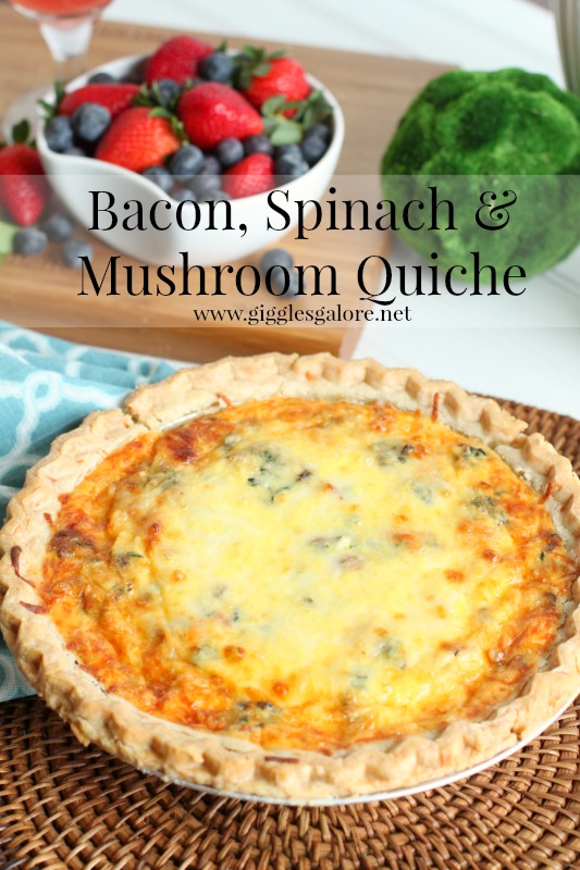 Bacon Spinach and Mushroom Quiche_Giggles Galore