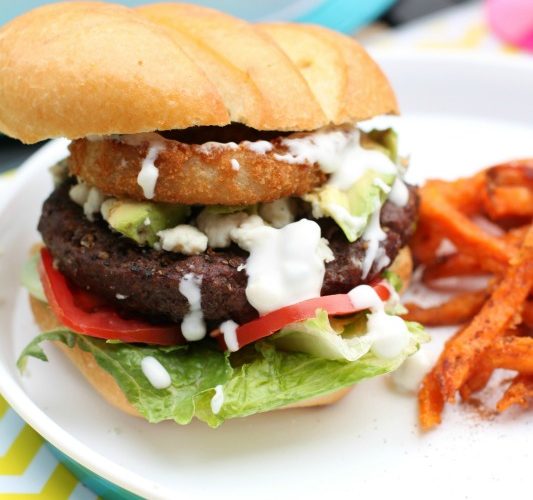 Blue cheese buffalo burger giggles galore