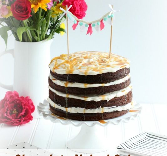 Chocolate naked cake with salted caramel frosting gg