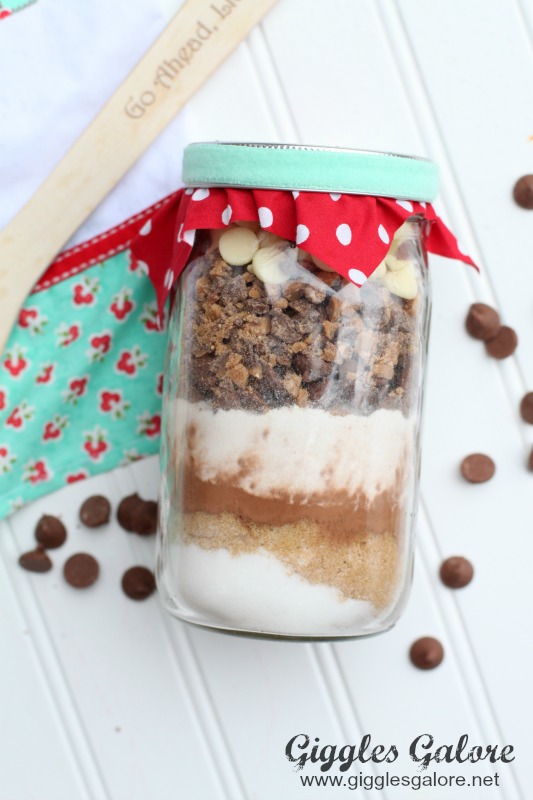Double Chocolate Chip Toffee Cookies in a Jar Gift