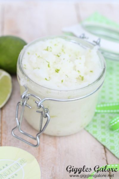Coconut lime sugar scrub in jar
