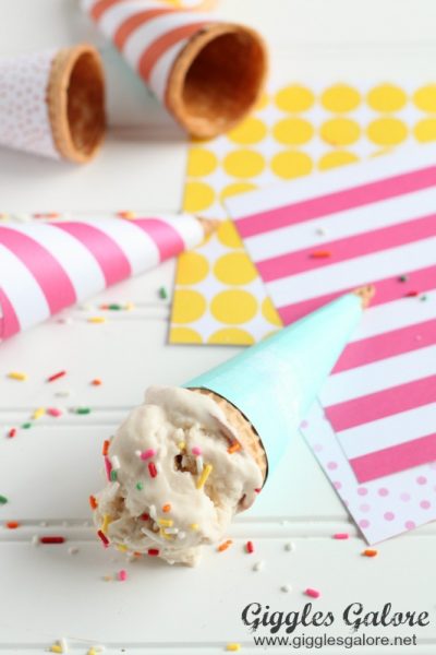 Ice cream in diy wrapped ice cream cone