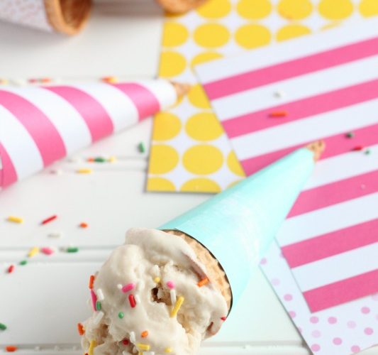 Ice cream in diy wrapped ice cream cone