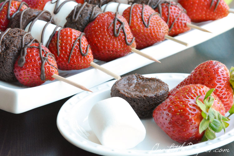 Strawberry brownie skewers