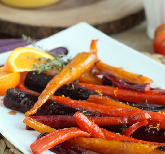 Roasted rainbow glazed carrots gg