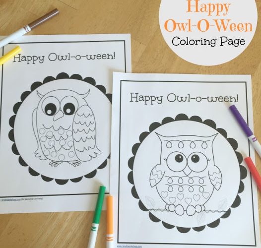 Happy owl o ween free printable coloring page