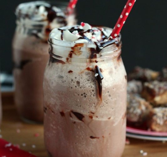 Frozen hot chocolate red polka dot straw