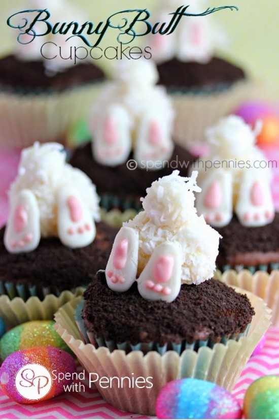 Bunny Butt Cupcakes, 25 Easter Dessert Ideas