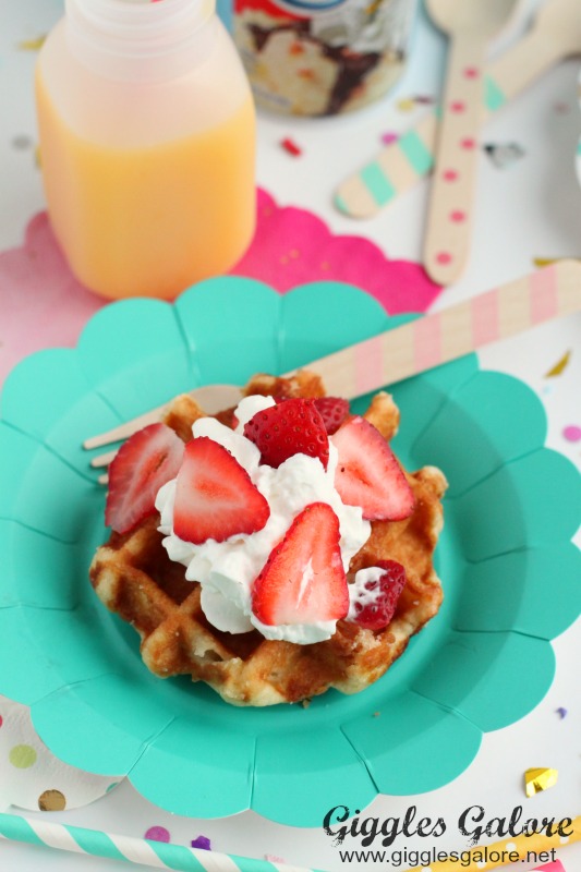 Belgium Waffle with Whipped Cream and Strawberries