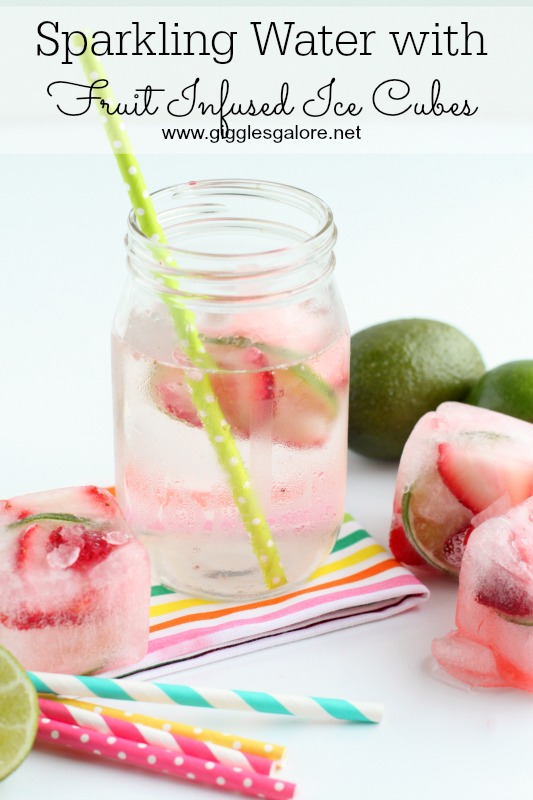 Sparkling Water with Fruit Infused Ice Cubes_Giggles Galore