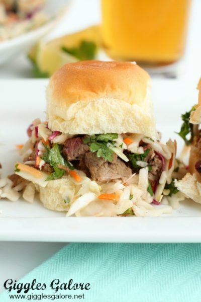 Tailgate brisket sliders with sweet and spicy jalapeno coleslaw
