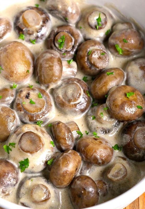 Creamy Garlic Mushrooms, Thanksgiving Side Dishes your Guests will LOVE via Giggles Galore