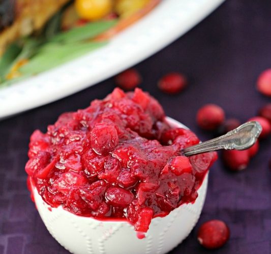2 homemade cranberry sauce with apples