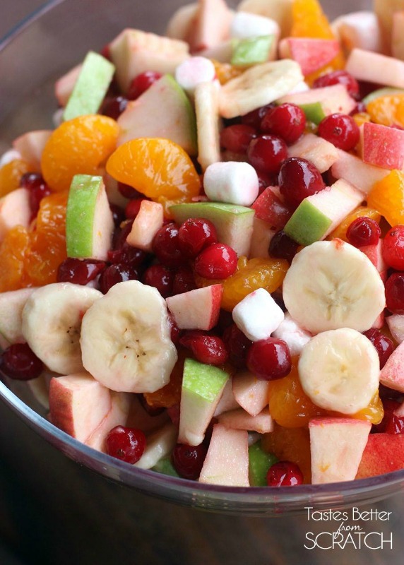 Apple Cranberry Fruit Salad, Thanksgiving Side Dishes your Guests will LOVE via Giggles Galore
