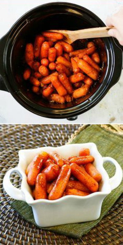Slow Cooker Cinnamon Sugar Glazed Carrots, Thanksgiving Side Dishes your Guests will LOVE via Giggles Galore
