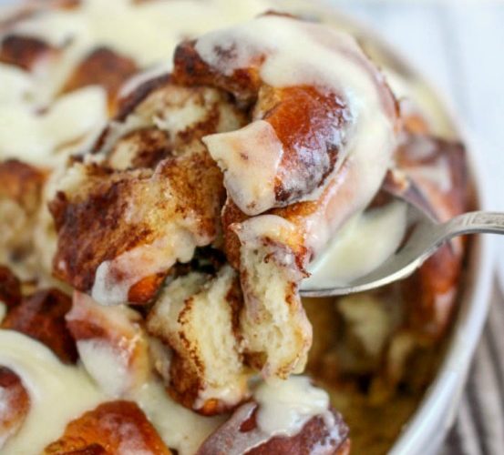 Overnight cinnamon roll french toast bake