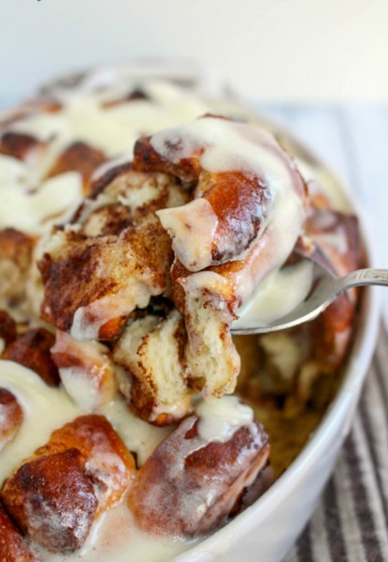 Overnight Cinnamon Roll French Toast Bake, Christmas Morning Breakfasts via Giggles Galore