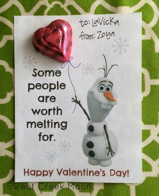 Frozen Olaf Valentines, 30+ Kids Valentine Printables via Giggles Galore