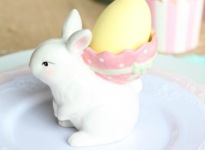 Ceramic bunny egg holder