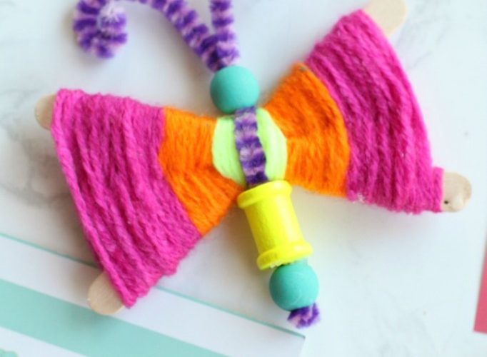Butterfly yarn magnet craft