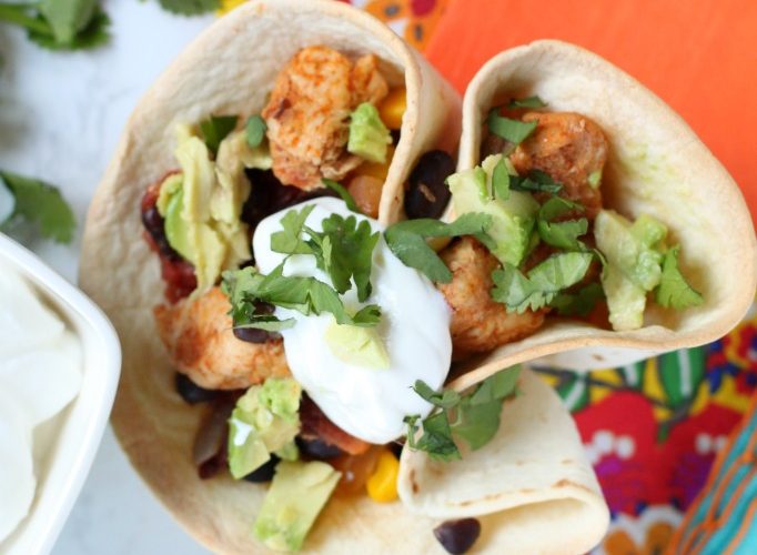 Dinner party fiesta chicken taco cups