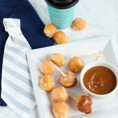 Donuts with dad vanilla bourbon dipping sauce