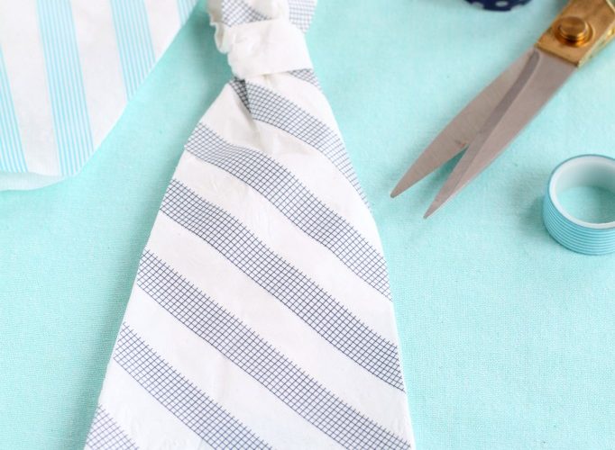 Necktie napkin with wash tape