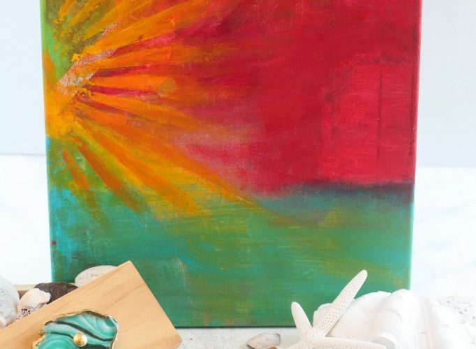 Abstract tropical sunset painting
