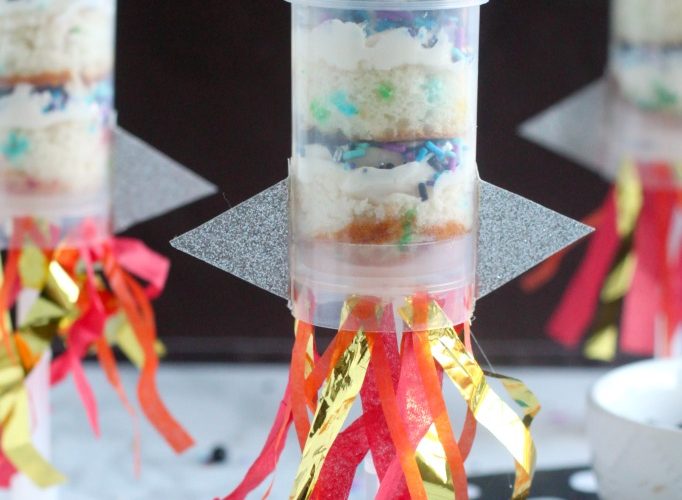 Rocket ship cake push pops