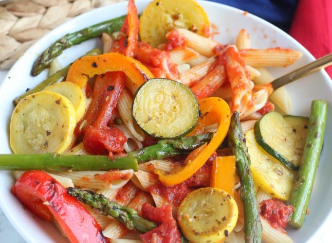 Back to school pesto grilled penne pasta dinner