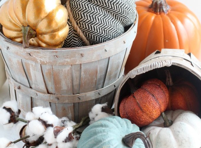 Diy vintage farmhouse buckets pumpkins