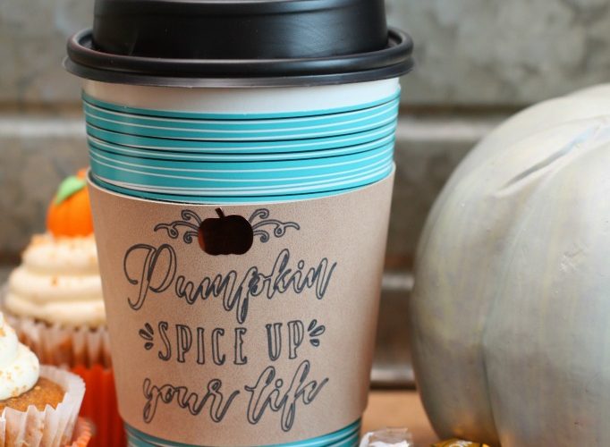 Fall leather coffee cup sleeve