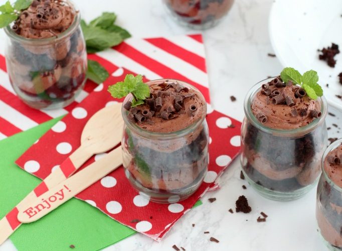 Holiday double chocolate mousse parfait