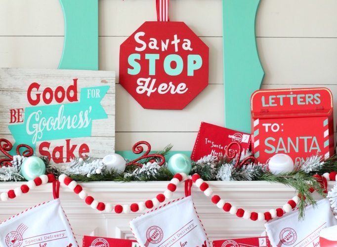 Whimsical north pole mantle decorations with cricut