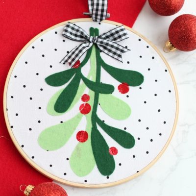 Mistletoe Embroidery Hoop Art