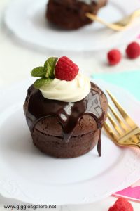 Mini chocolate cake with chocolate raspberry ganache icing