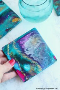 Diy paint pour galaxy ceramic coasters