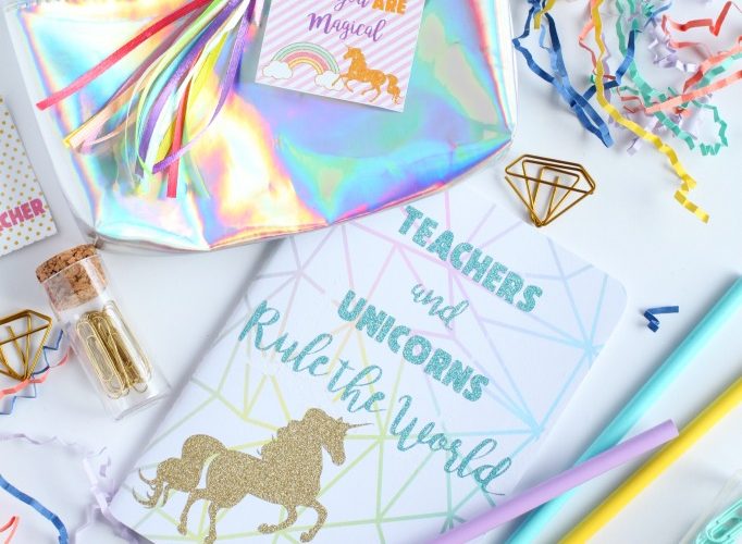 Rainbow and unicorns teacher appreciation gift